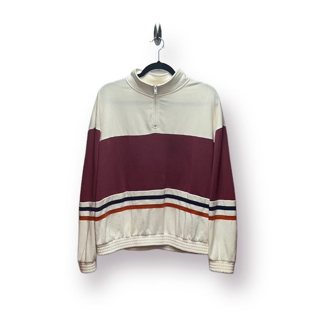 LA Hearts pink, navy, orange, and cream half zip. Size M
